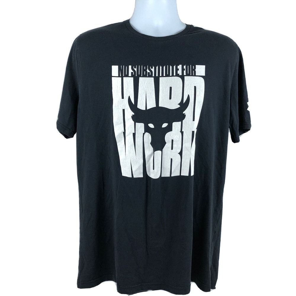 Under Armour Project Rock No Substitute For Hard Work Black T-Shirt Size Medium